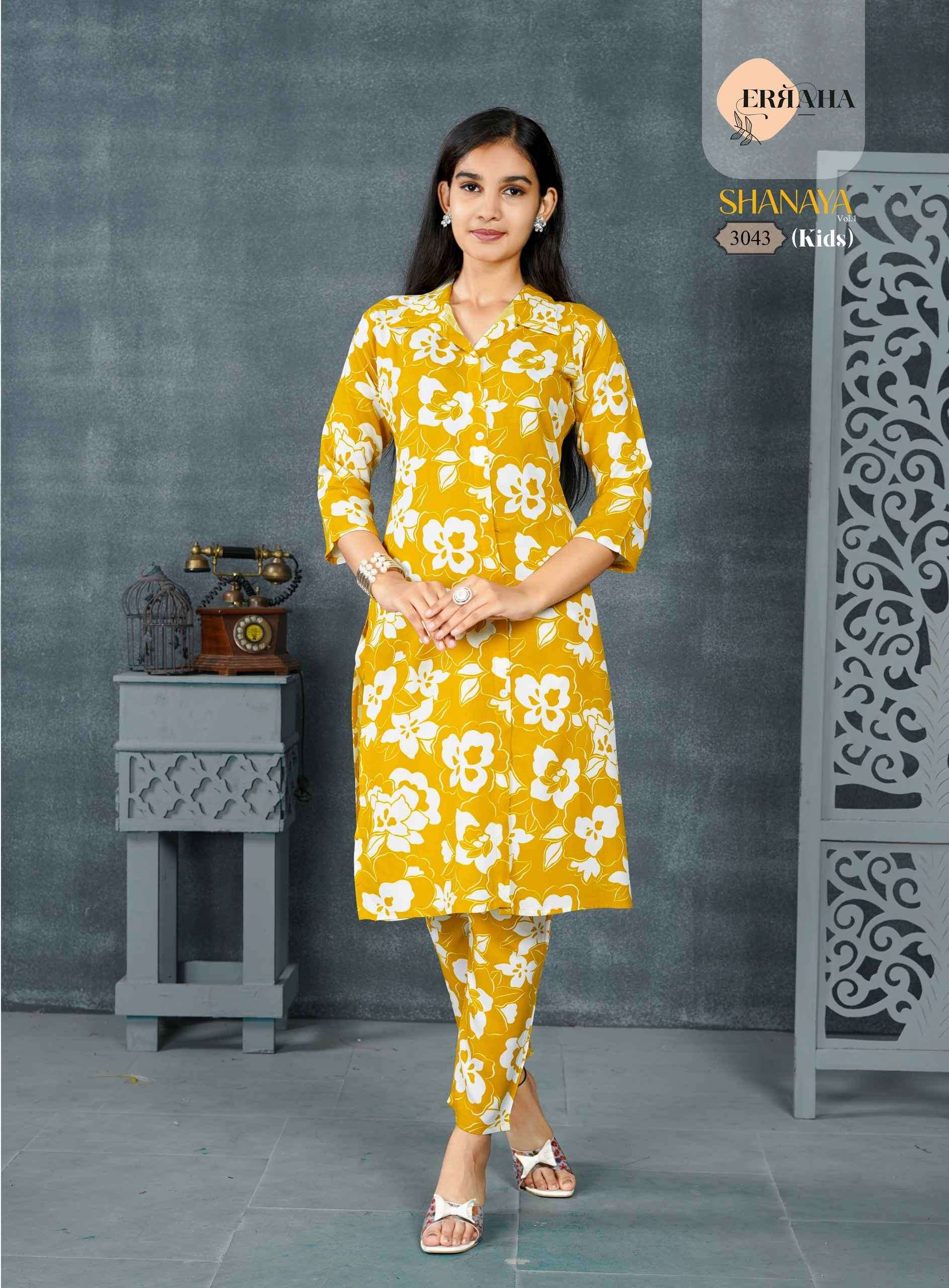 SHANAYA VOL-1 BY ERRAHA IN PREMIUM REYON PRINT FABRIC CO-ORD TOP WITH COLLAR 