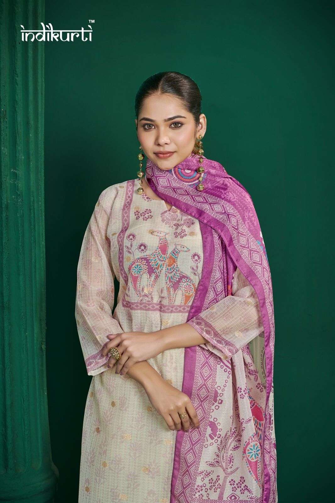 SHIVANI BY INDIKURTI IN KOTA CHEX JACQUARD WITH DIGITAL PRINT COMBO PACKING 