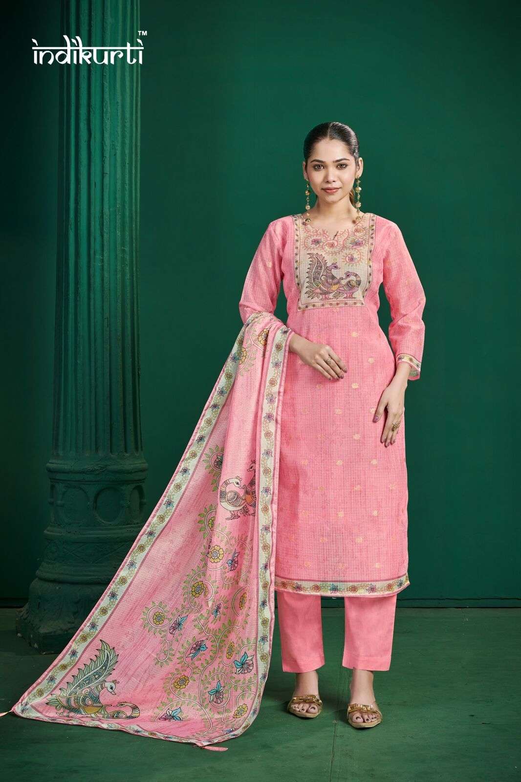 SHIVANI BY INDIKURTI IN KOTA CHEX JACQUARD WITH DIGITAL PRINT COMBO PACKING 