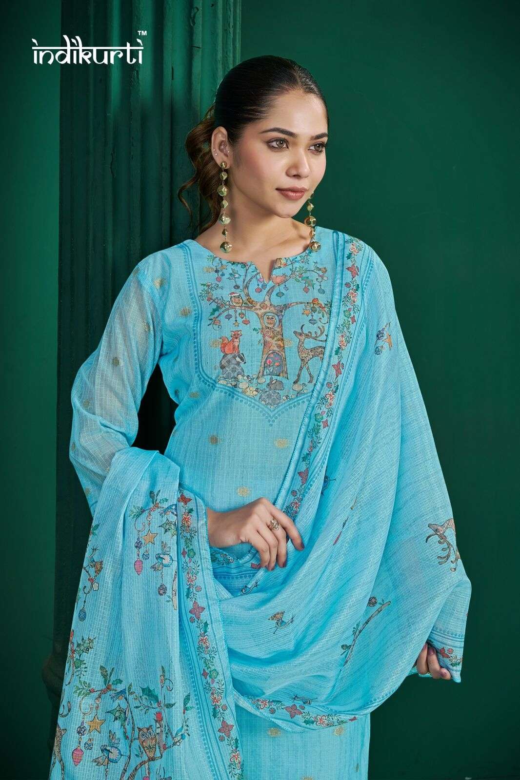 SHIVANI BY INDIKURTI IN KOTA CHEX JACQUARD WITH DIGITAL PRINT COMBO PACKING 