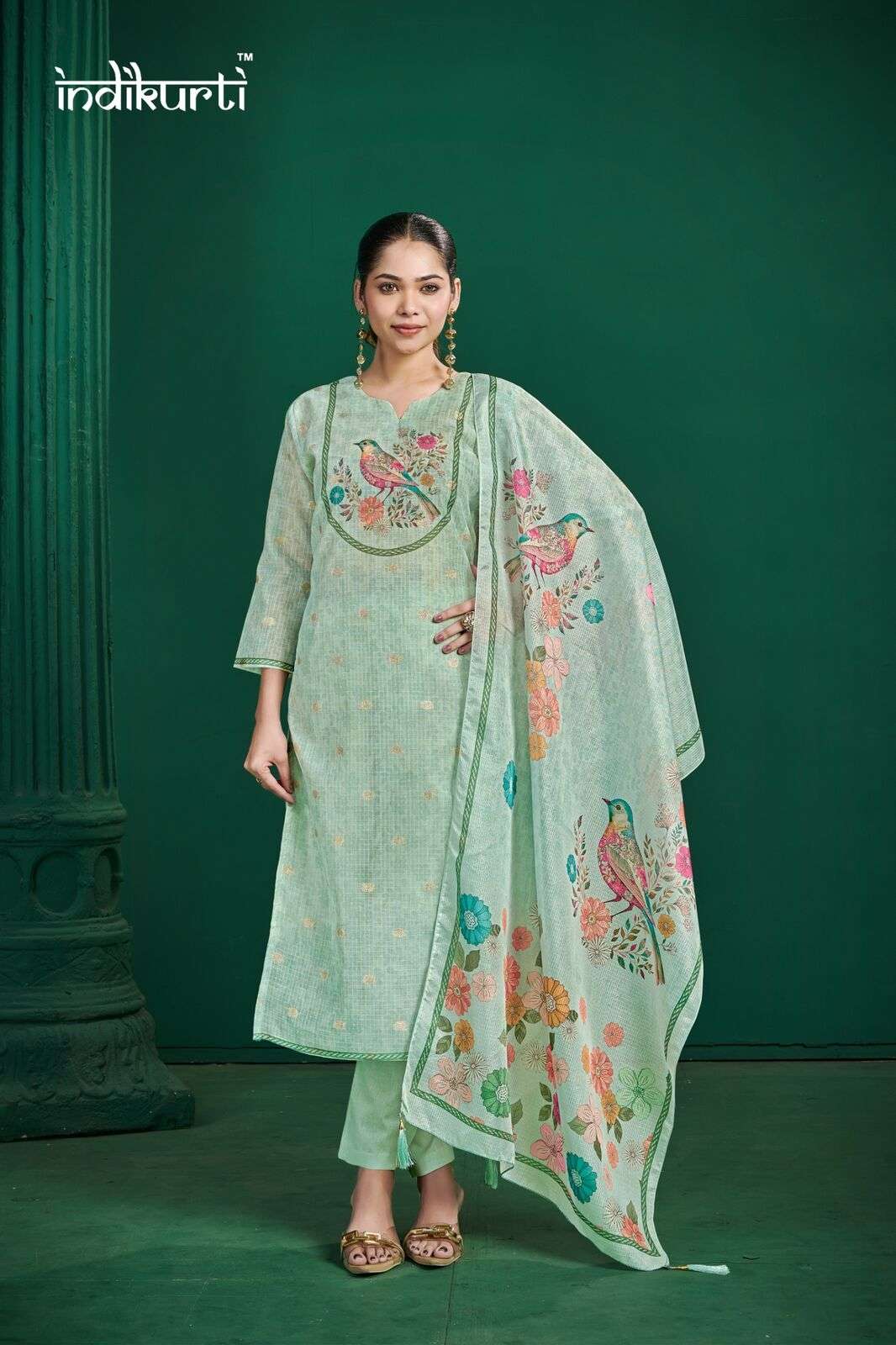 SHIVANI BY INDIKURTI IN KOTA CHEX JACQUARD WITH DIGITAL PRINT COMBO PACKING 