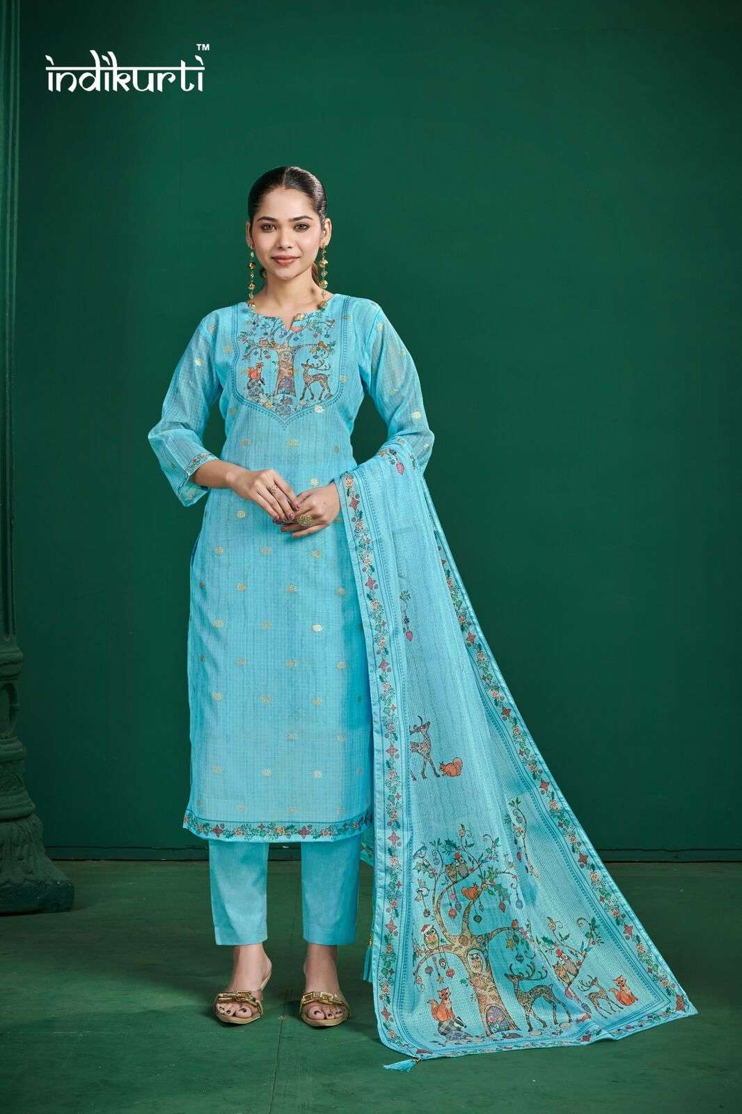 SHIVANI BY INDIKURTI IN KOTA CHEX JACQUARD WITH DIGITAL PRINT COMBO PACKING 