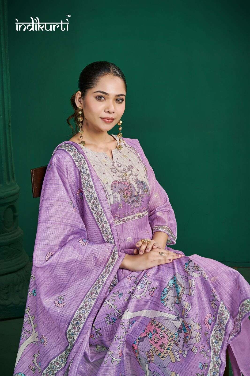 SHIVANI BY INDIKURTI IN KOTA CHEX JACQUARD WITH DIGITAL PRINT COMBO PACKING 