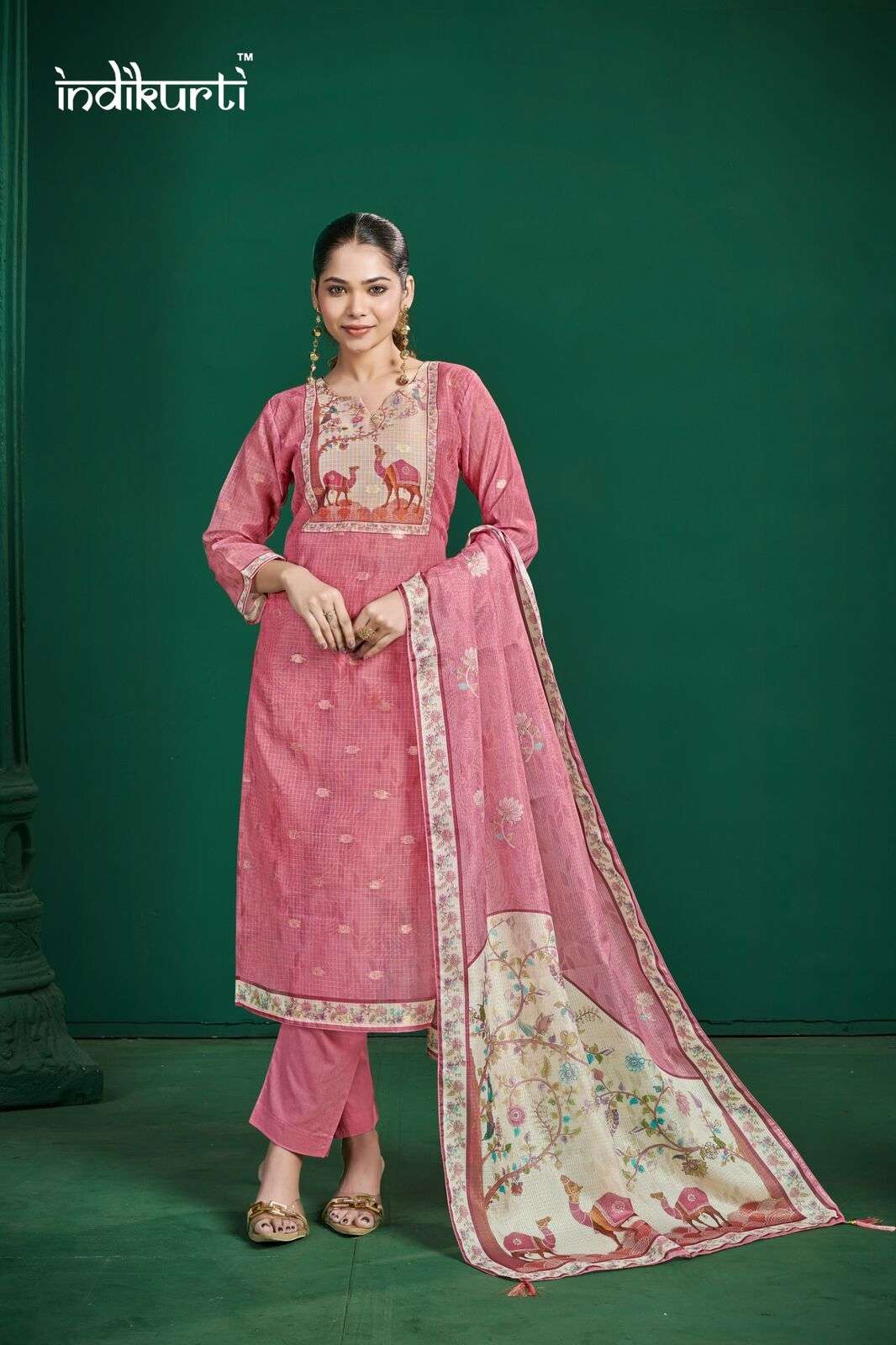 SHIVANI BY INDIKURTI IN KOTA CHEX JACQUARD WITH DIGITAL PRINT COMBO PACKING 