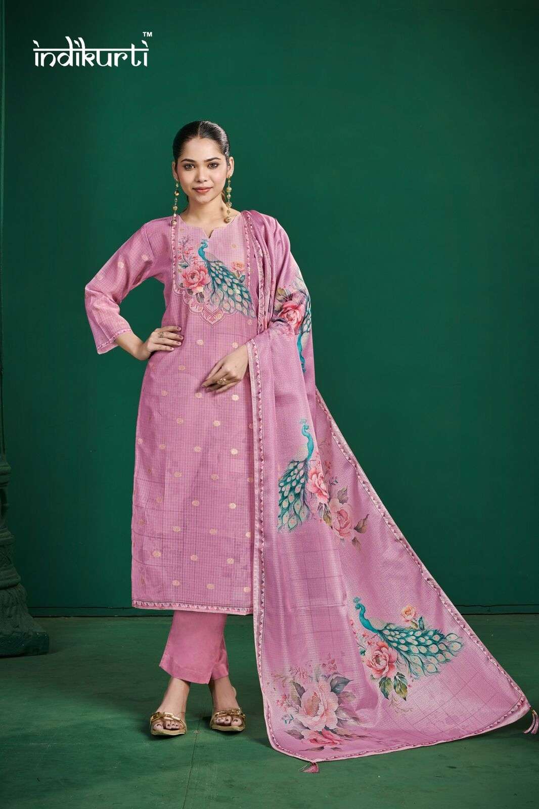 SHIVANI BY INDIKURTI IN KOTA CHEX JACQUARD WITH DIGITAL PRINT COMBO PACKING 