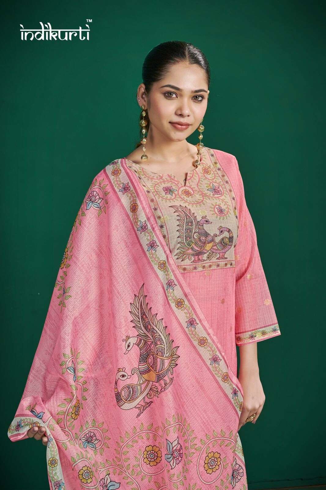 SHIVANI BY INDIKURTI IN KOTA CHEX JACQUARD WITH DIGITAL PRINT COMBO PACKING 