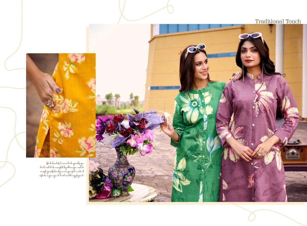 SIA BY ASHWATH IN STAR VATICAN FOIL PRINT WITH SLEEVES LOCK & MANDARIN COLLAR 