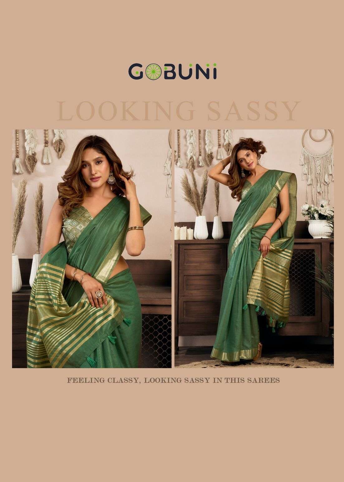 SRIVIDYA BY GOBUNI COTTON SAREE WITH BROCADE BLOUSE & ZHALLAR 