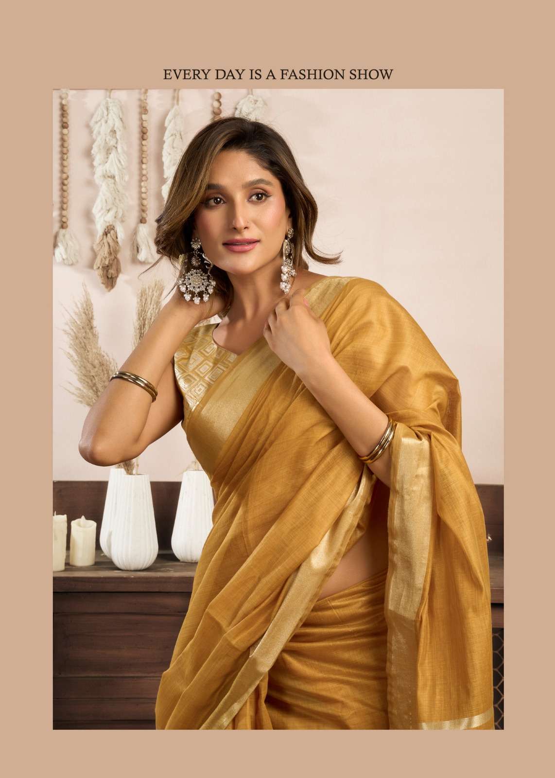 SRIVIDYA BY GOBUNI COTTON SAREE WITH BROCADE BLOUSE & ZHALLAR 