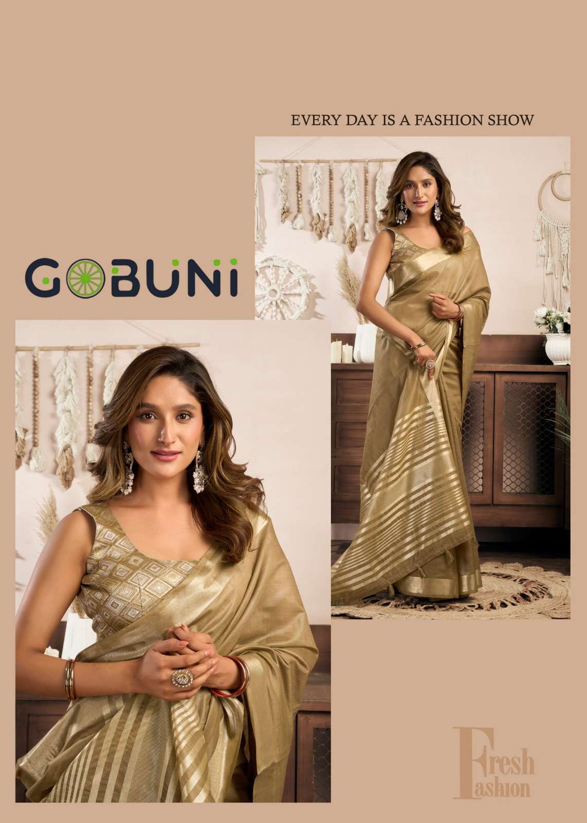 SRIVIDYA BY GOBUNI COTTON SAREE WITH BROCADE BLOUSE & ZHALLAR 