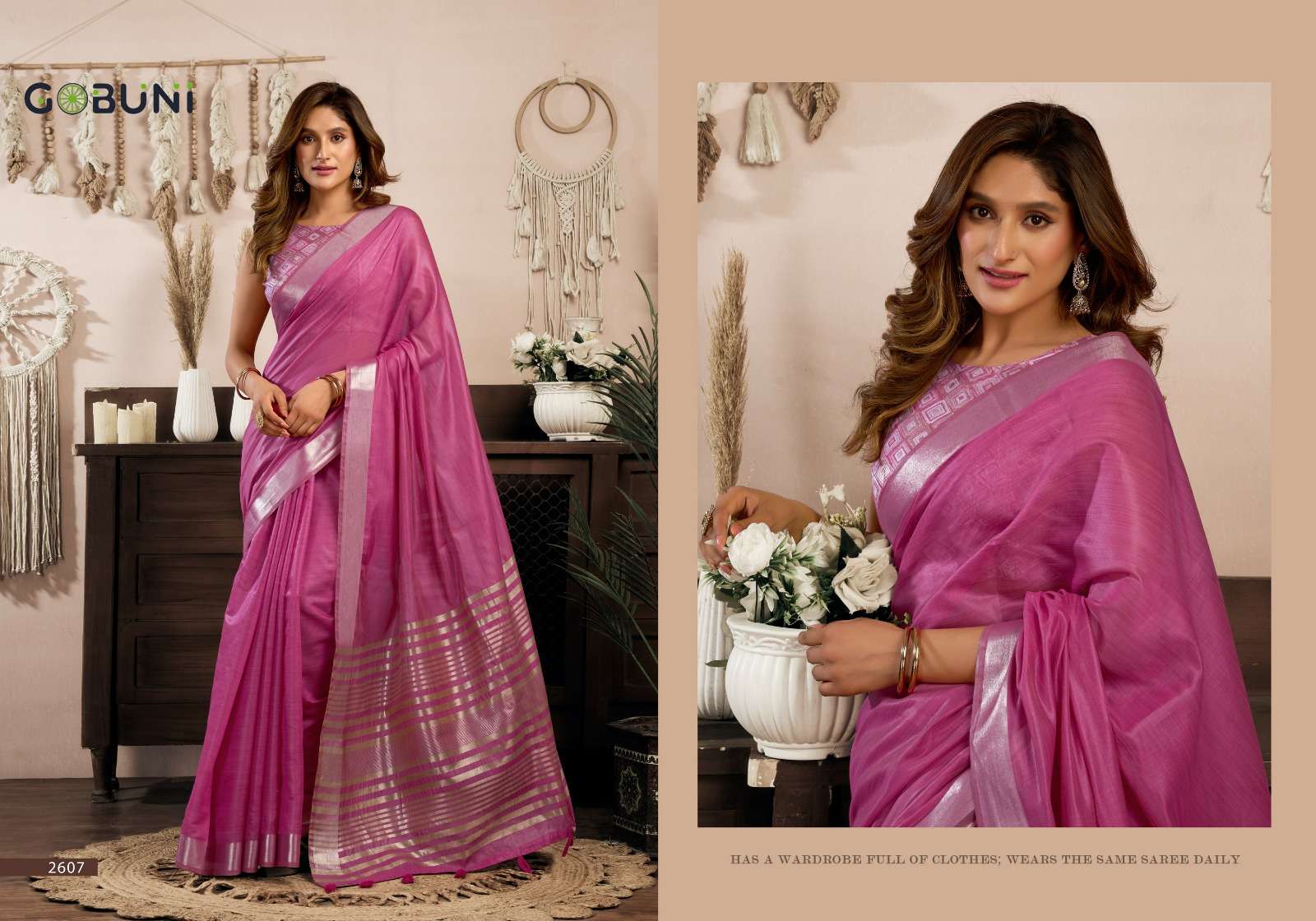 SRIVIDYA BY GOBUNI COTTON SAREE WITH BROCADE BLOUSE & ZHALLAR 