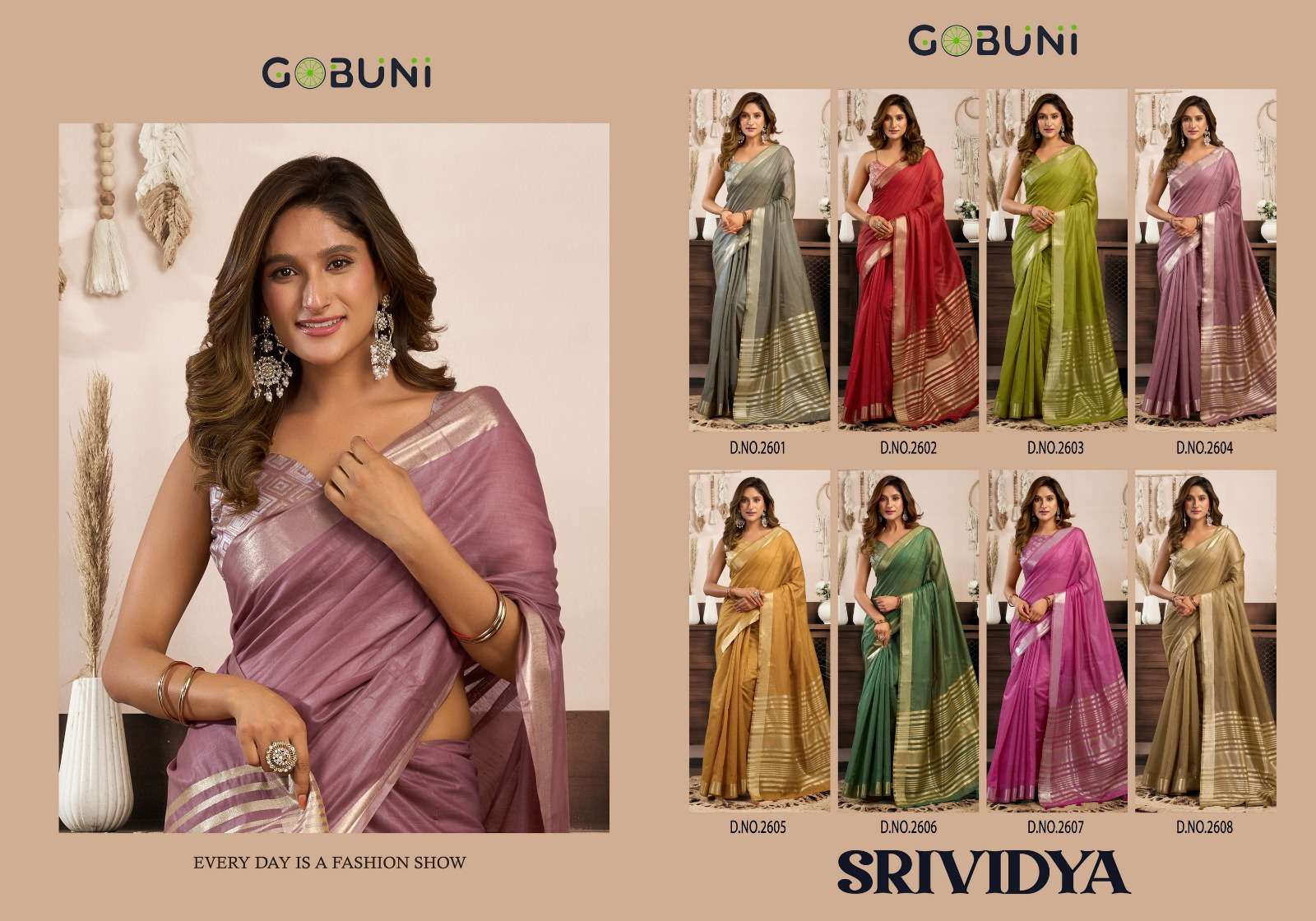 SRIVIDYA BY GOBUNI COTTON SAREE WITH BROCADE BLOUSE & ZHALLAR 