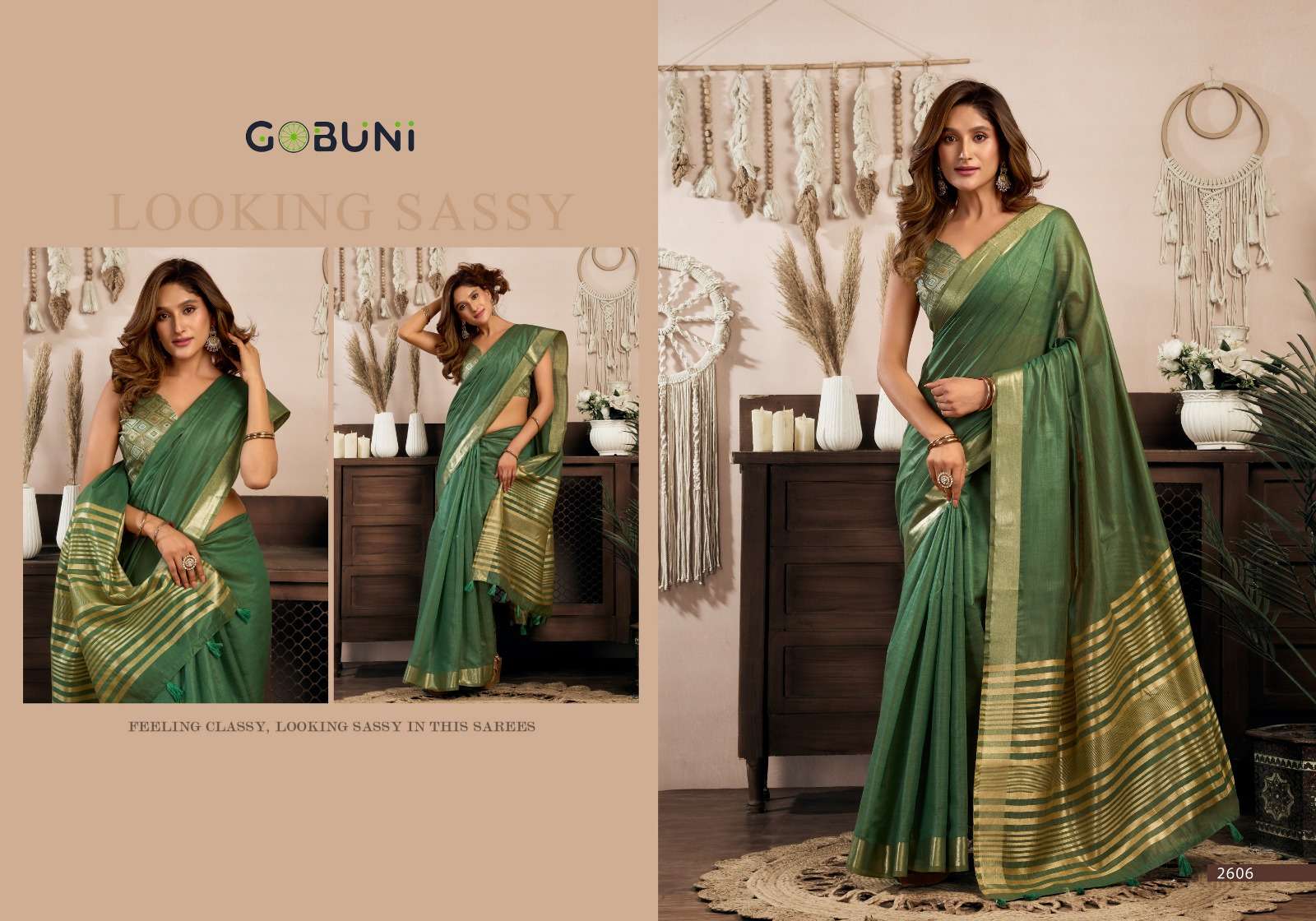 SRIVIDYA BY GOBUNI COTTON SAREE WITH BROCADE BLOUSE & ZHALLAR 