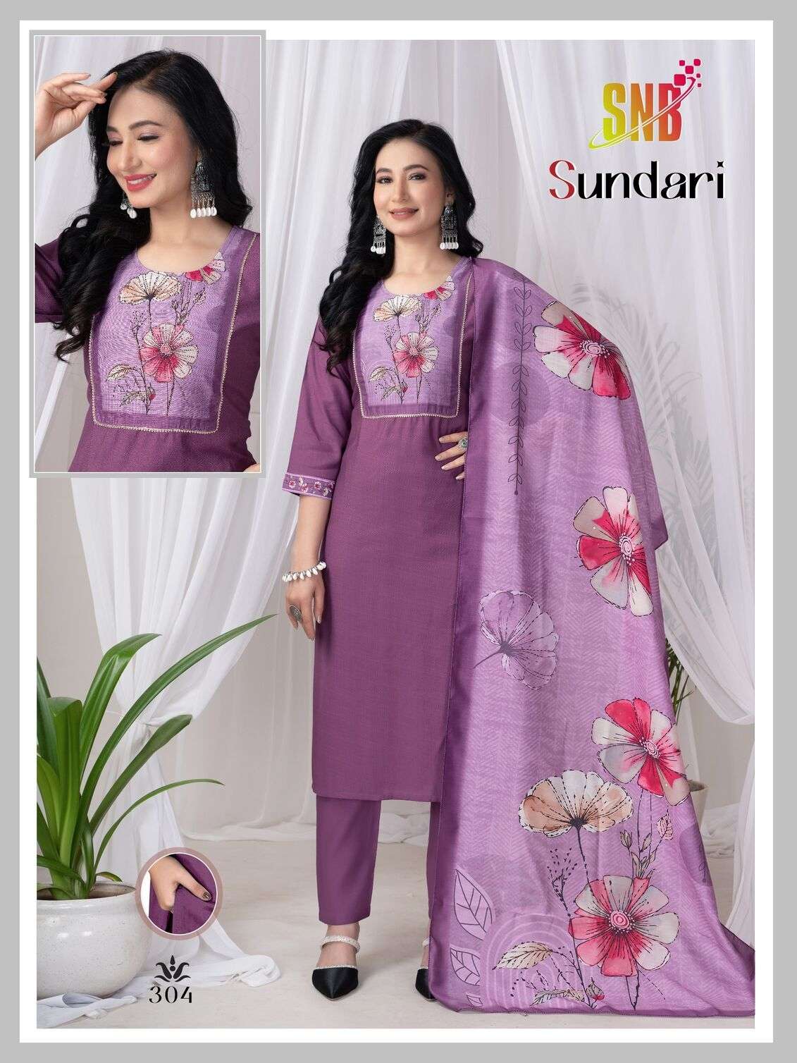 SUNDARI VOL-3 BY SNB IN HEAVY VATICAN SILK WITH DIGITAL TABLA  SIROWSKI NECK WORK 