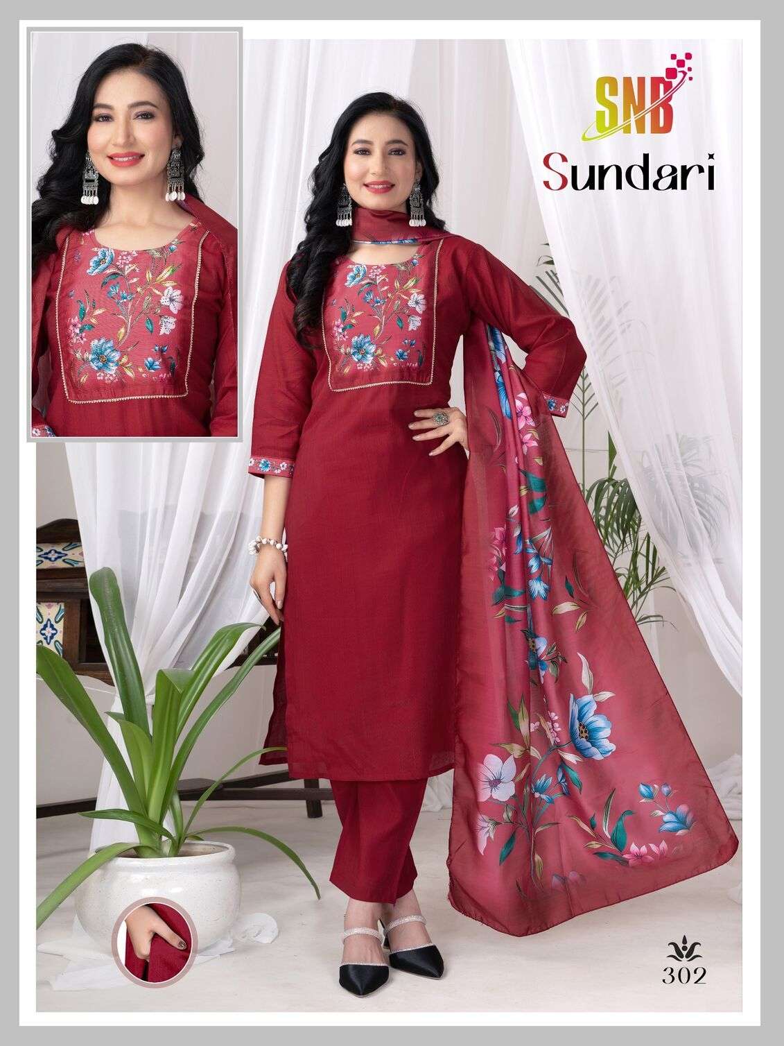 SUNDARI VOL-3 BY SNB IN HEAVY VATICAN SILK WITH DIGITAL TABLA  SIROWSKI NECK WORK 
