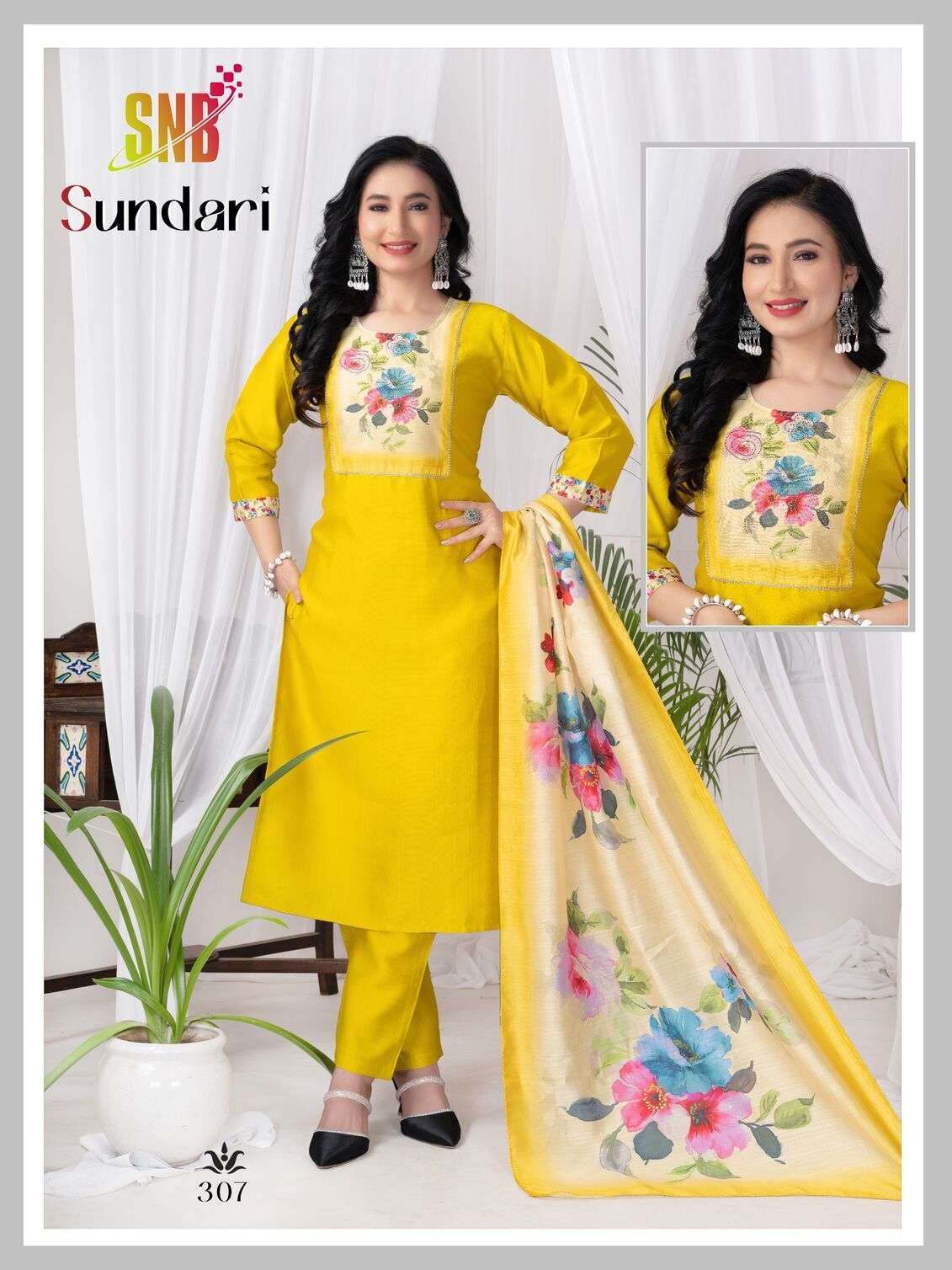SUNDARI VOL-3 BY SNB IN HEAVY VATICAN SILK WITH DIGITAL TABLA  SIROWSKI NECK WORK 