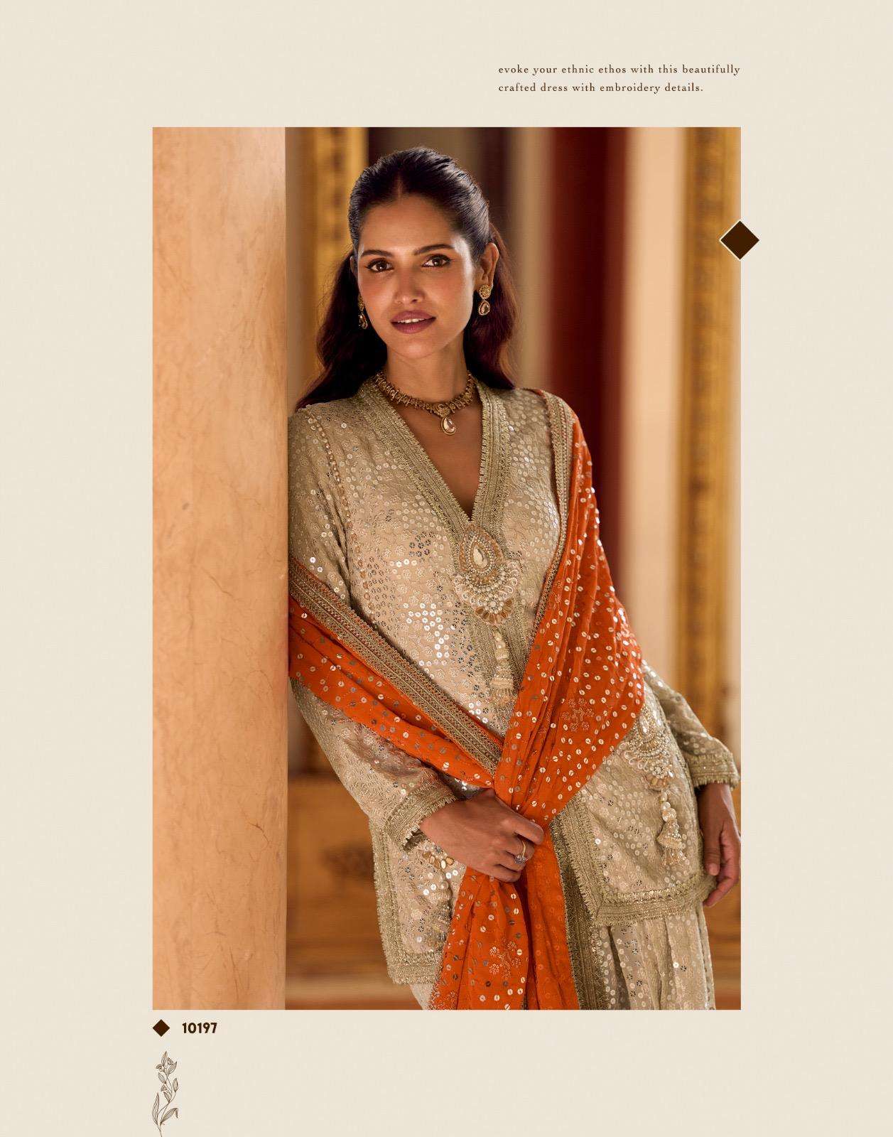 SWAROSKI BY SAYURI DESIGNER IN REAL PREMIUM GEROGETTE HAND WORK TOP WITH DHOTI PANT