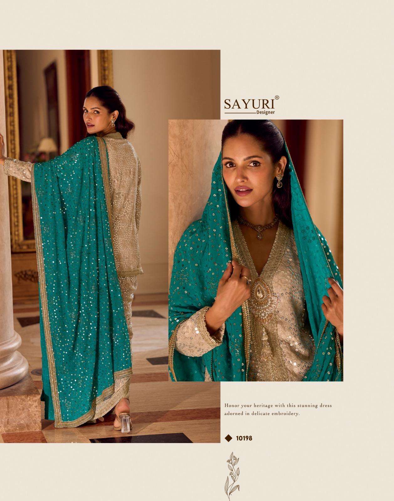 SWAROSKI BY SAYURI DESIGNER IN REAL PREMIUM GEROGETTE HAND WORK TOP WITH DHOTI PANT
