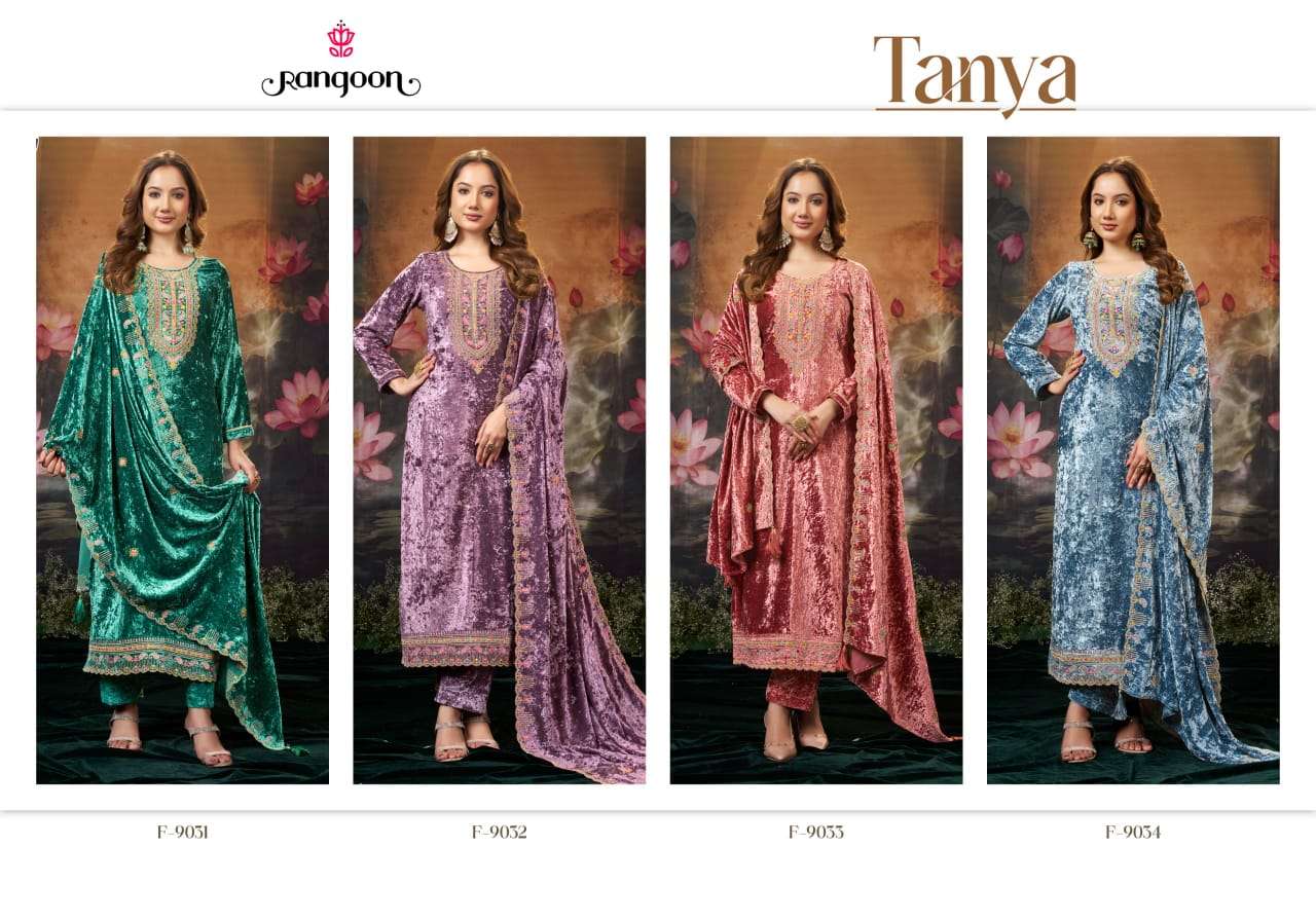 TANYA BY RANGOON IN PURE MAKHAMAL VELVET WITH WORK AND FULL INNER KURTI SERIES 