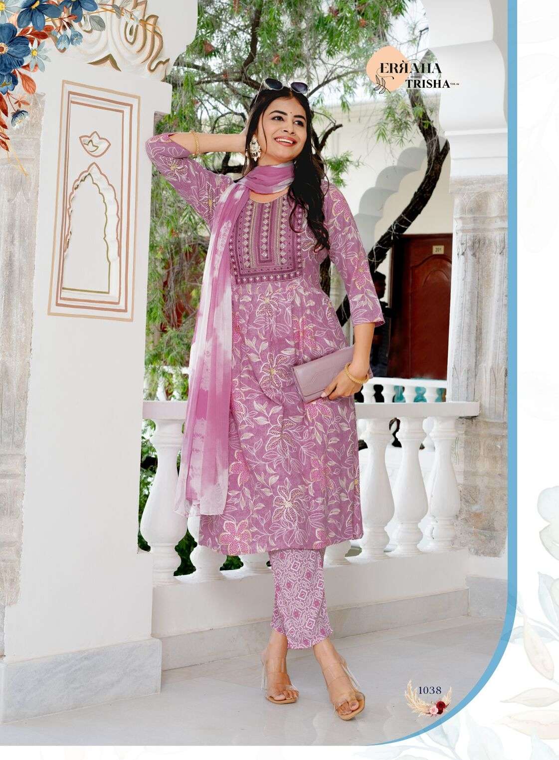 TRISHA VOL-4 BY ERRAHA IN PREMIUM RAYON CAPSULE FOIL PRINT WITH EXCLUSIVE POCKET 