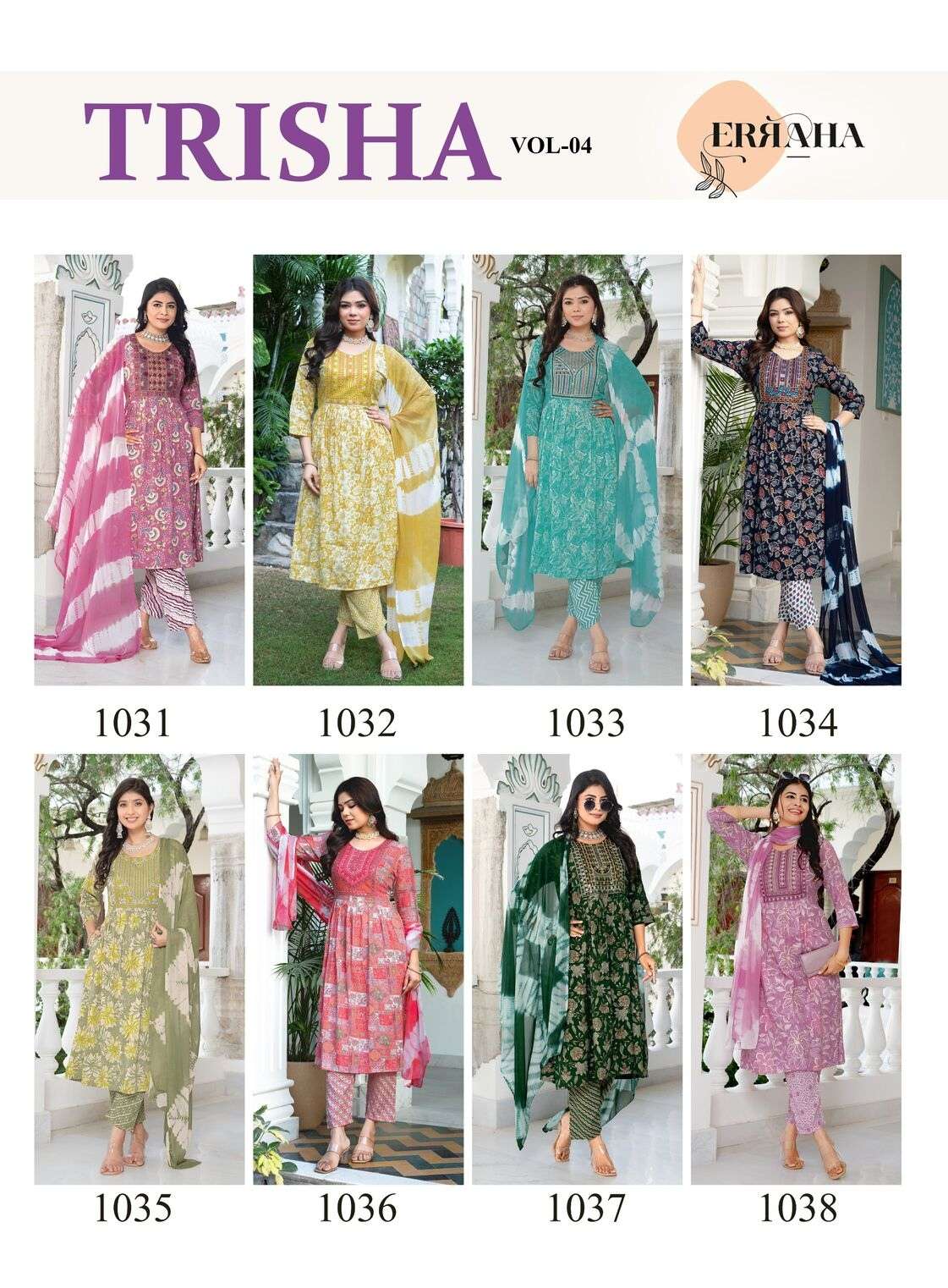 TRISHA VOL-4 BY ERRAHA IN PREMIUM RAYON CAPSULE FOIL PRINT WITH EXCLUSIVE POCKET 