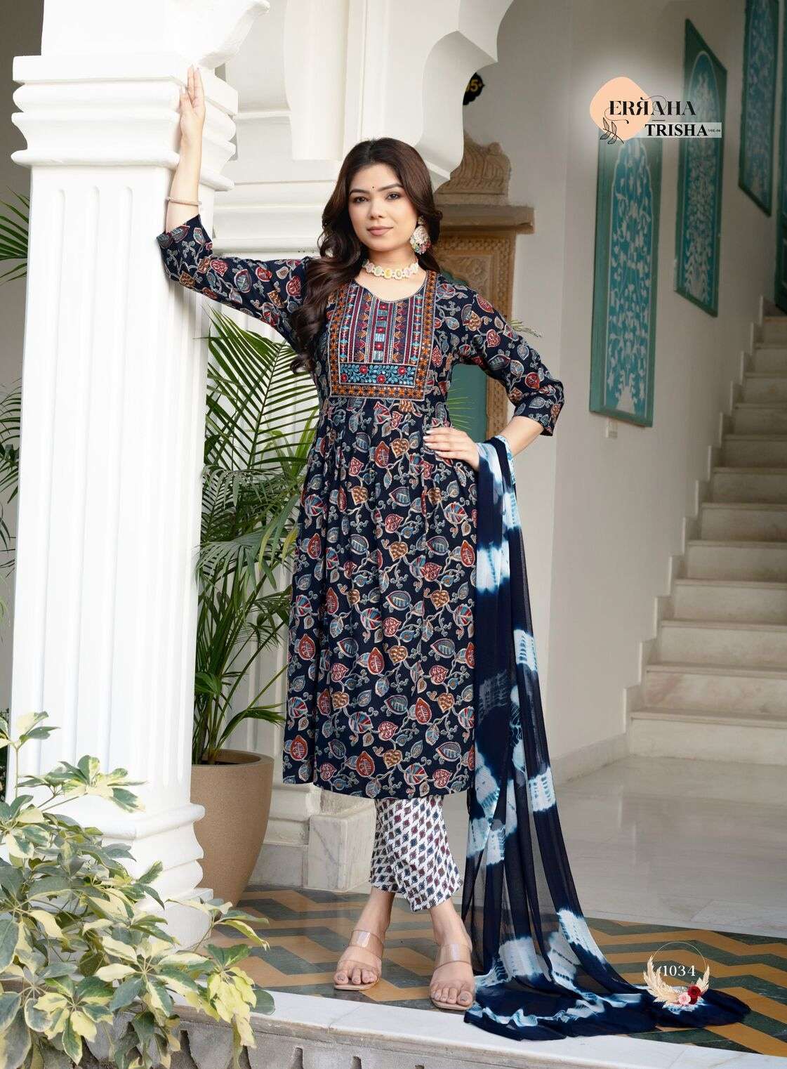 TRISHA VOL-4 BY ERRAHA IN PREMIUM RAYON CAPSULE FOIL PRINT WITH EXCLUSIVE POCKET 
