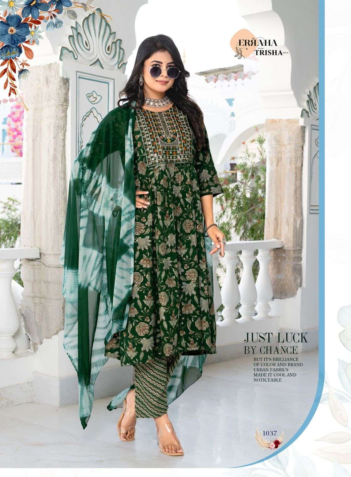 TRISHA VOL-4 BY ERRAHA IN PREMIUM RAYON CAPSULE FOIL PRINT WITH EXCLUSIVE POCKET 