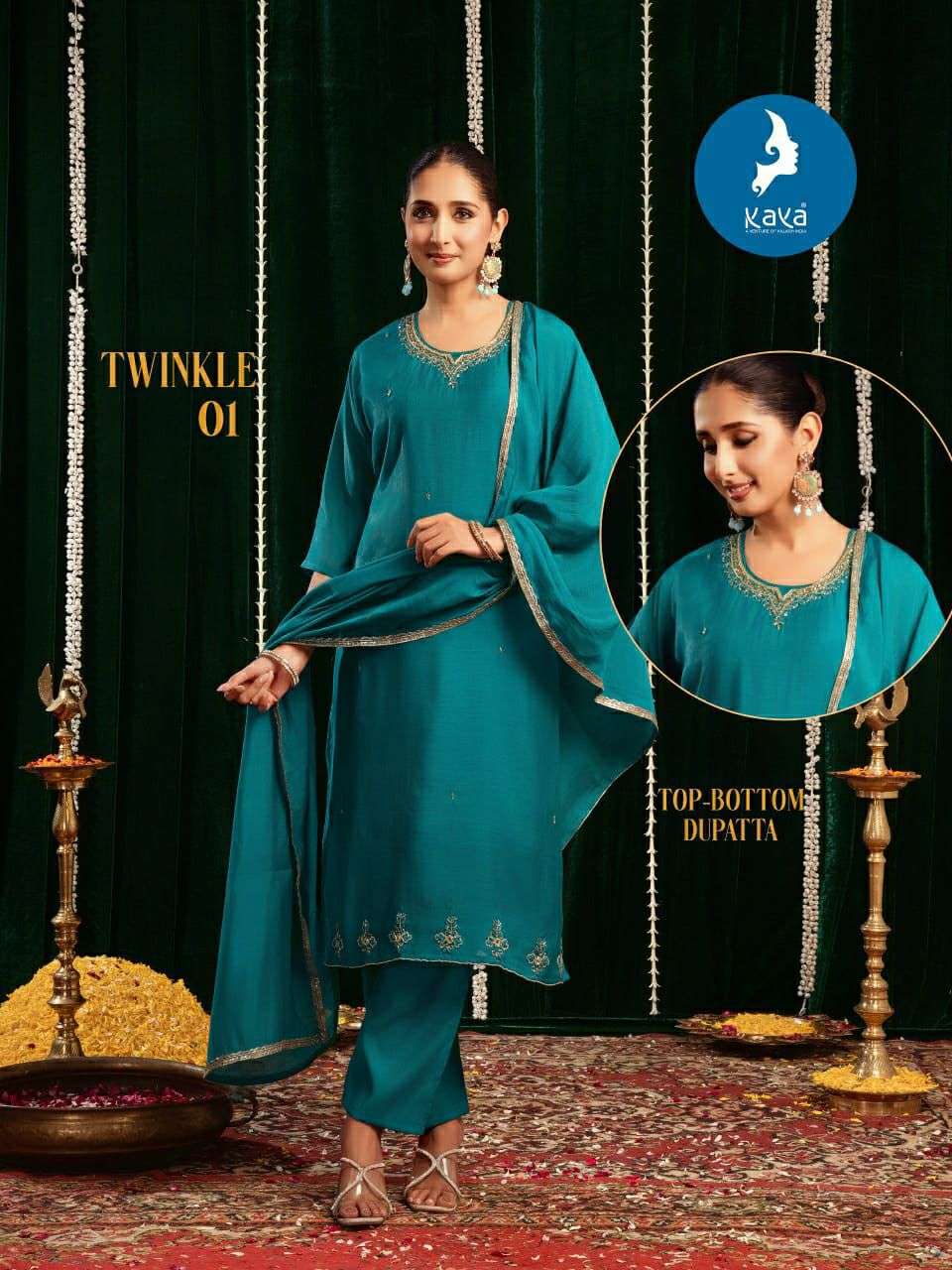 TWINKLE BY KAYA KURTI IN MUL CHANDERI WITH THREE PIS STRAIGHT CUT CONCEPT