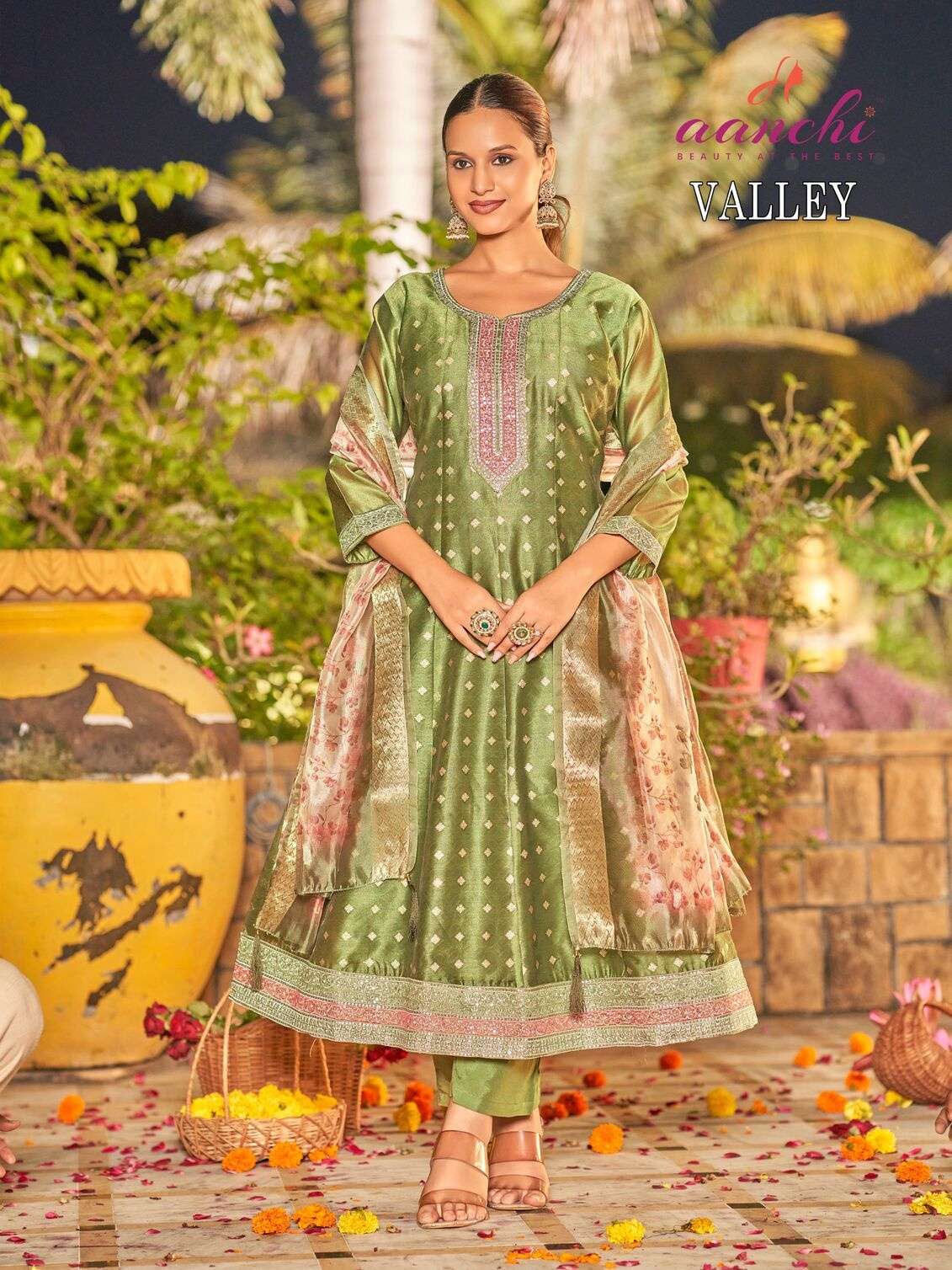 VALLEY BY AANCHI IN SHIMMER JACQUARD BUTTI WITH FANCY DIGITAL DUPATTA WORK 