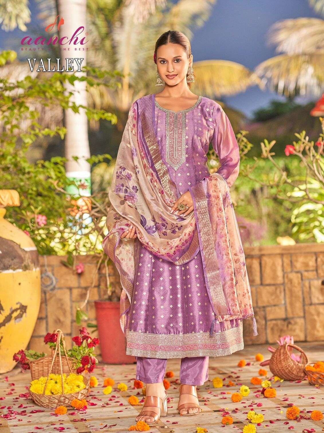 VALLEY BY AANCHI IN SHIMMER JACQUARD BUTTI WITH FANCY DIGITAL DUPATTA WORK 