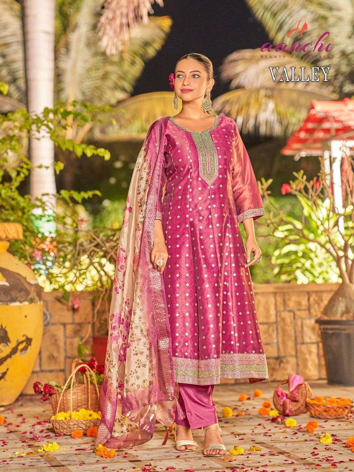 VALLEY BY AANCHI IN SHIMMER JACQUARD BUTTI WITH FANCY DIGITAL DUPATTA WORK 