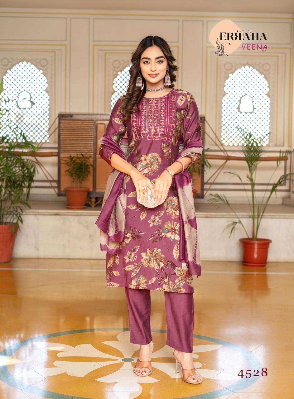 VEENA VOL-3 BY ERRAHA IN VATICAN FOIL PRINT WITH EXCLUSIVE EMBROIDERY WORK 