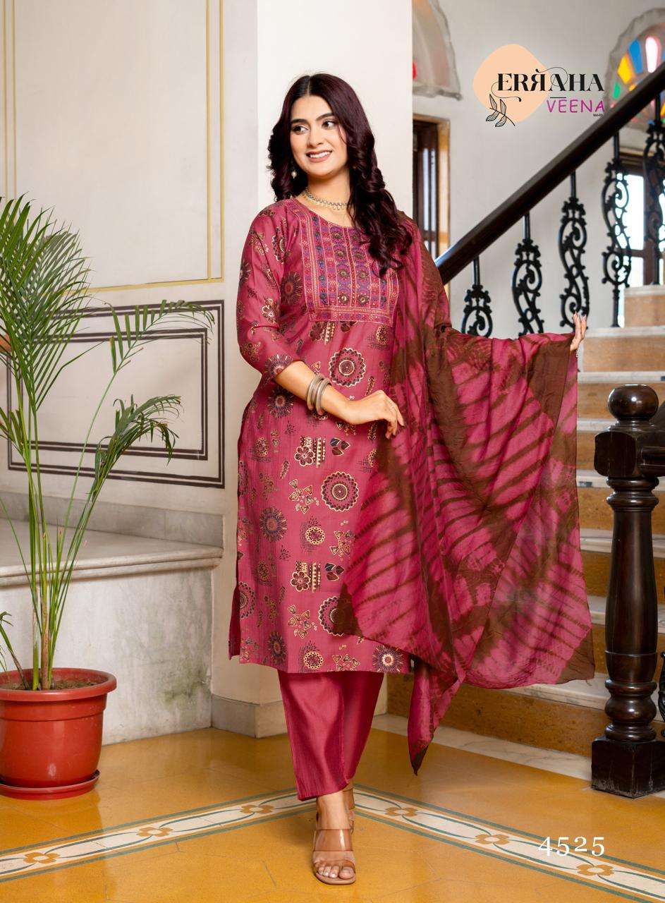 VEENA VOL-3 BY ERRAHA IN VATICAN FOIL PRINT WITH EXCLUSIVE EMBROIDERY WORK 