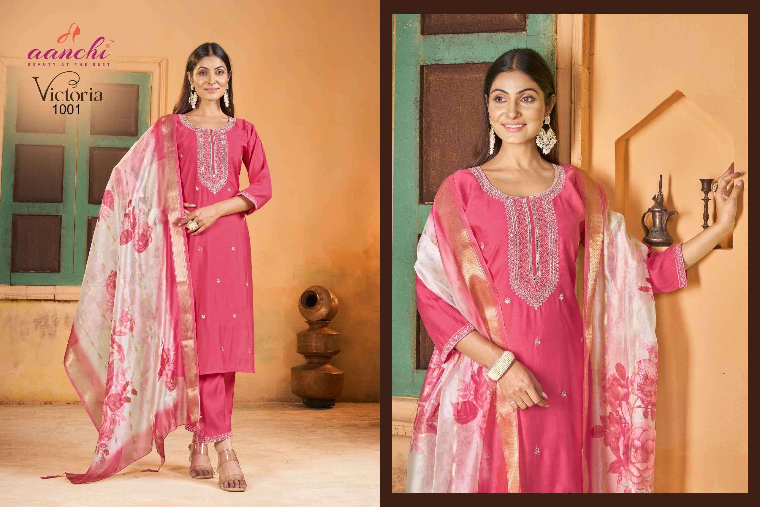 VICTORIA BY AANCHI IN ROMAN SILK WITH EMBROIDERY WORK AND DIGITAL PRINT DUPATTA 
