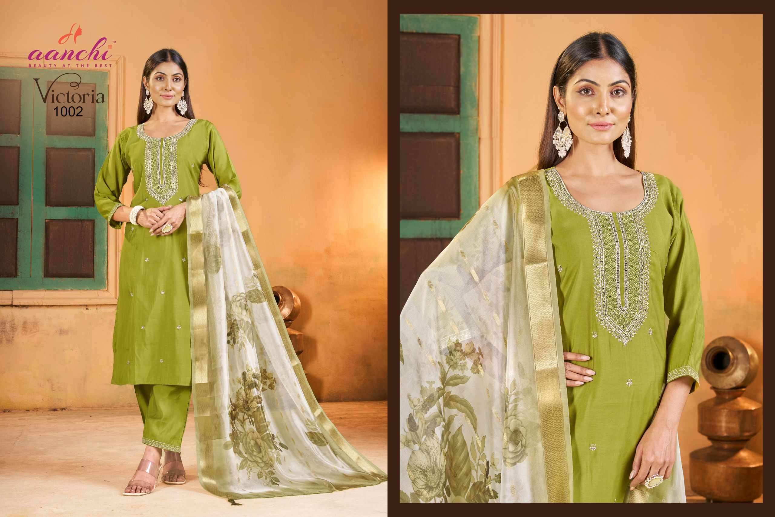 VICTORIA BY AANCHI IN ROMAN SILK WITH EMBROIDERY WORK AND DIGITAL PRINT DUPATTA 