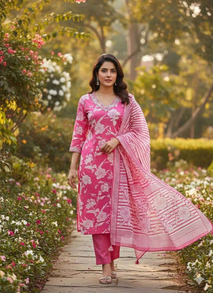 VOL-20 BY TEXOFAB IN JAIPUR COTTON WITH EMBROIDERY WORK KURTI PANT & DUPATTA 