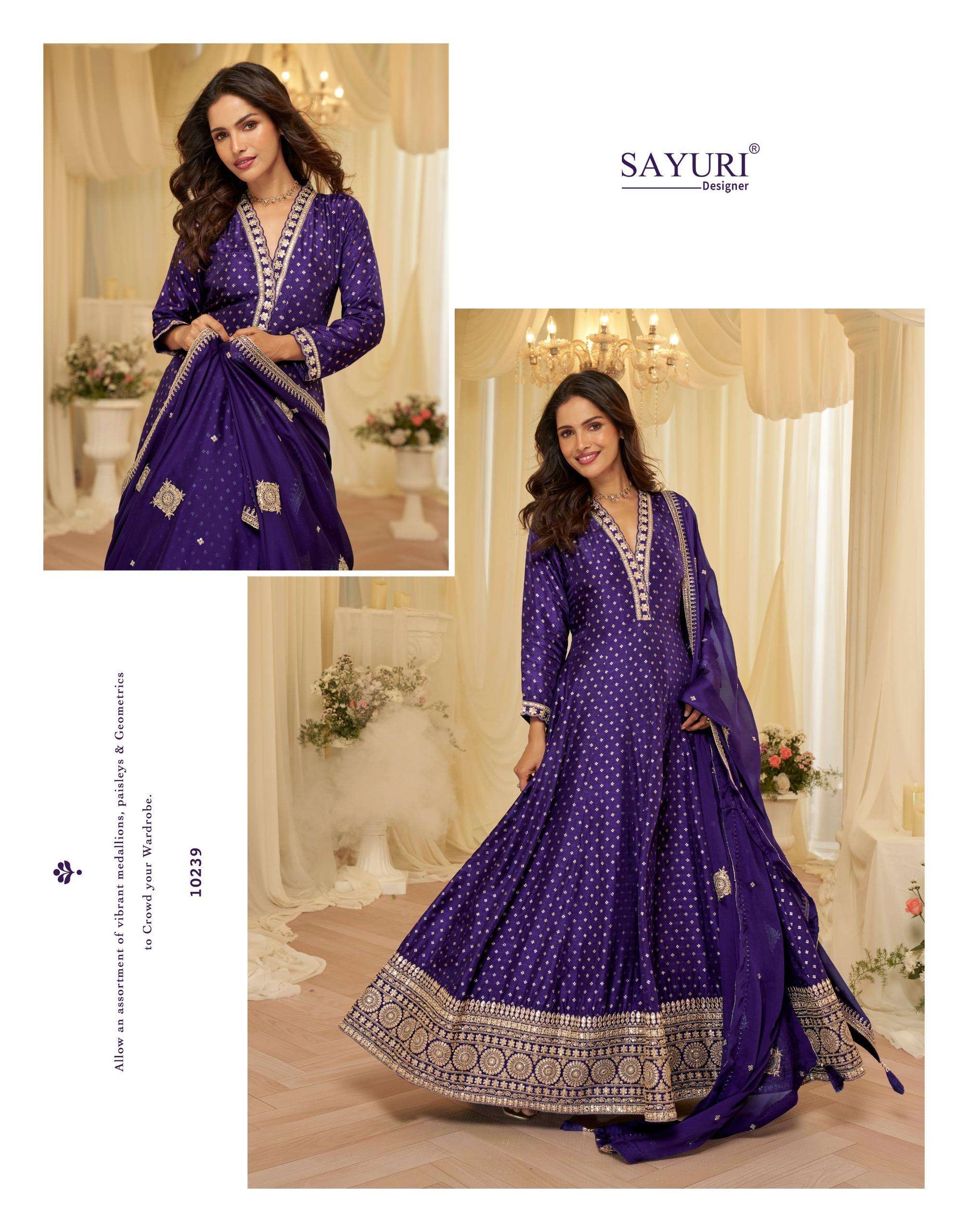 AARADHANA BY SAYURI DESIGNER IN PURE VISCOS JACQUARD SILK GOWN WITH EMBROIDERED WORK