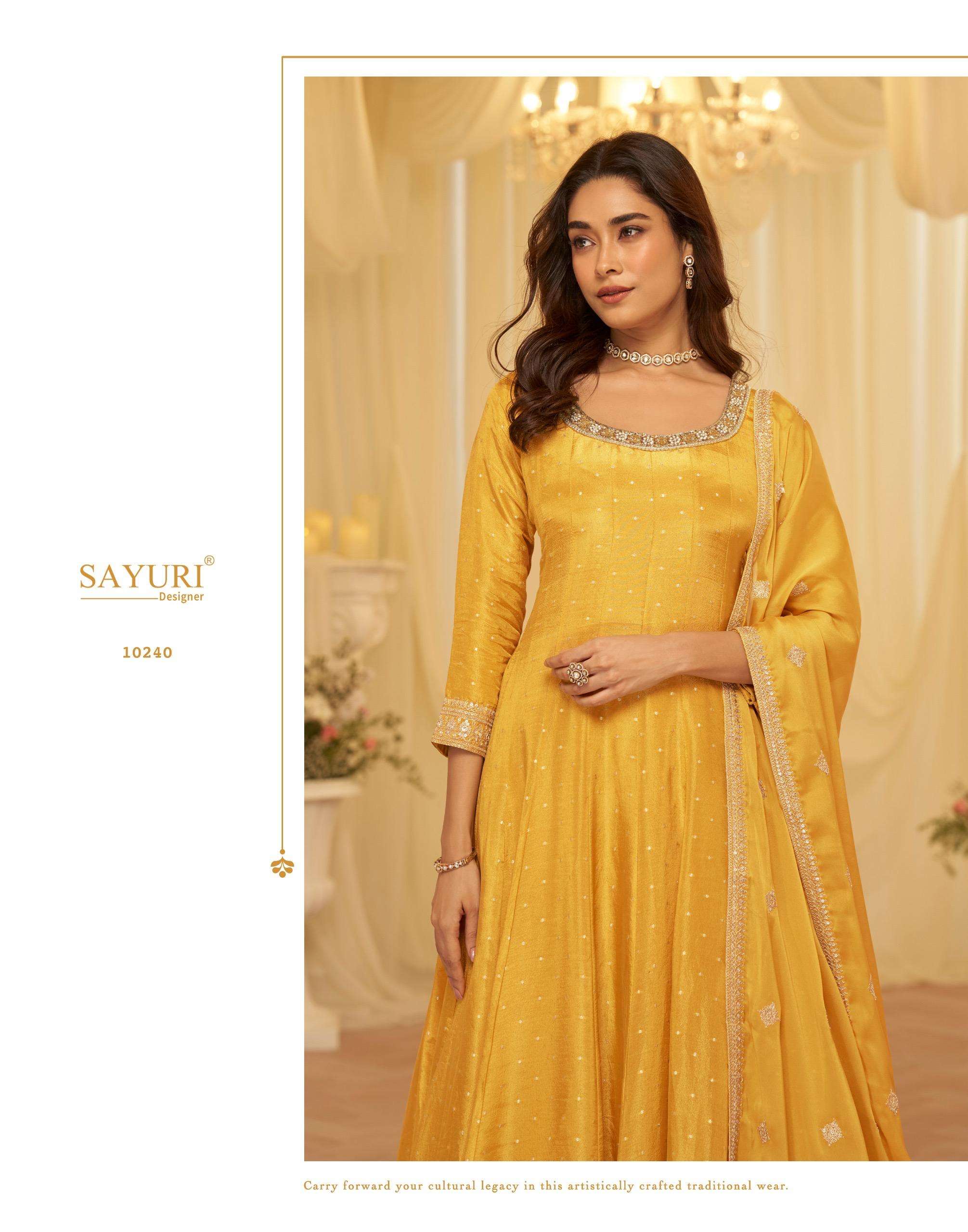 AARADHANA BY SAYURI DESIGNER IN PURE VISCOS JACQUARD SILK GOWN WITH EMBROIDERED WORK