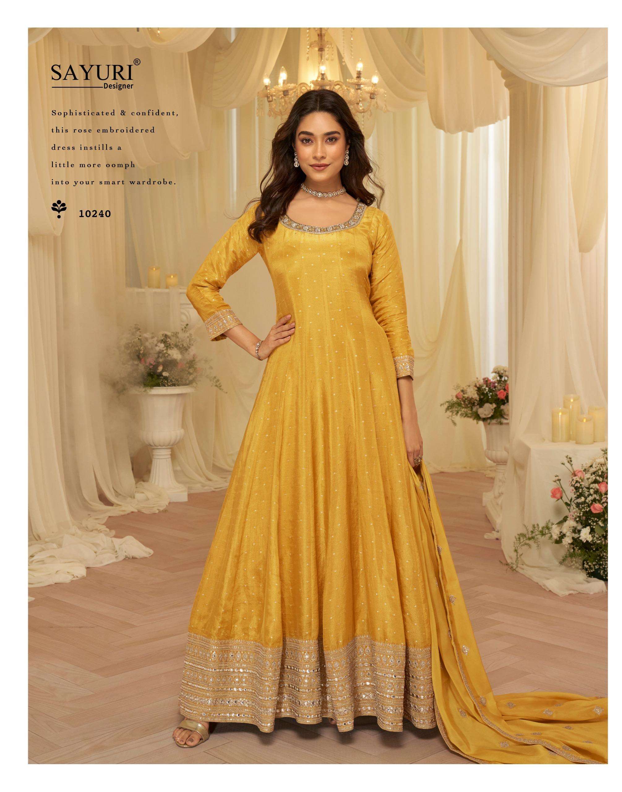 AARADHANA BY SAYURI DESIGNER IN PURE VISCOS JACQUARD SILK GOWN WITH EMBROIDERED WORK