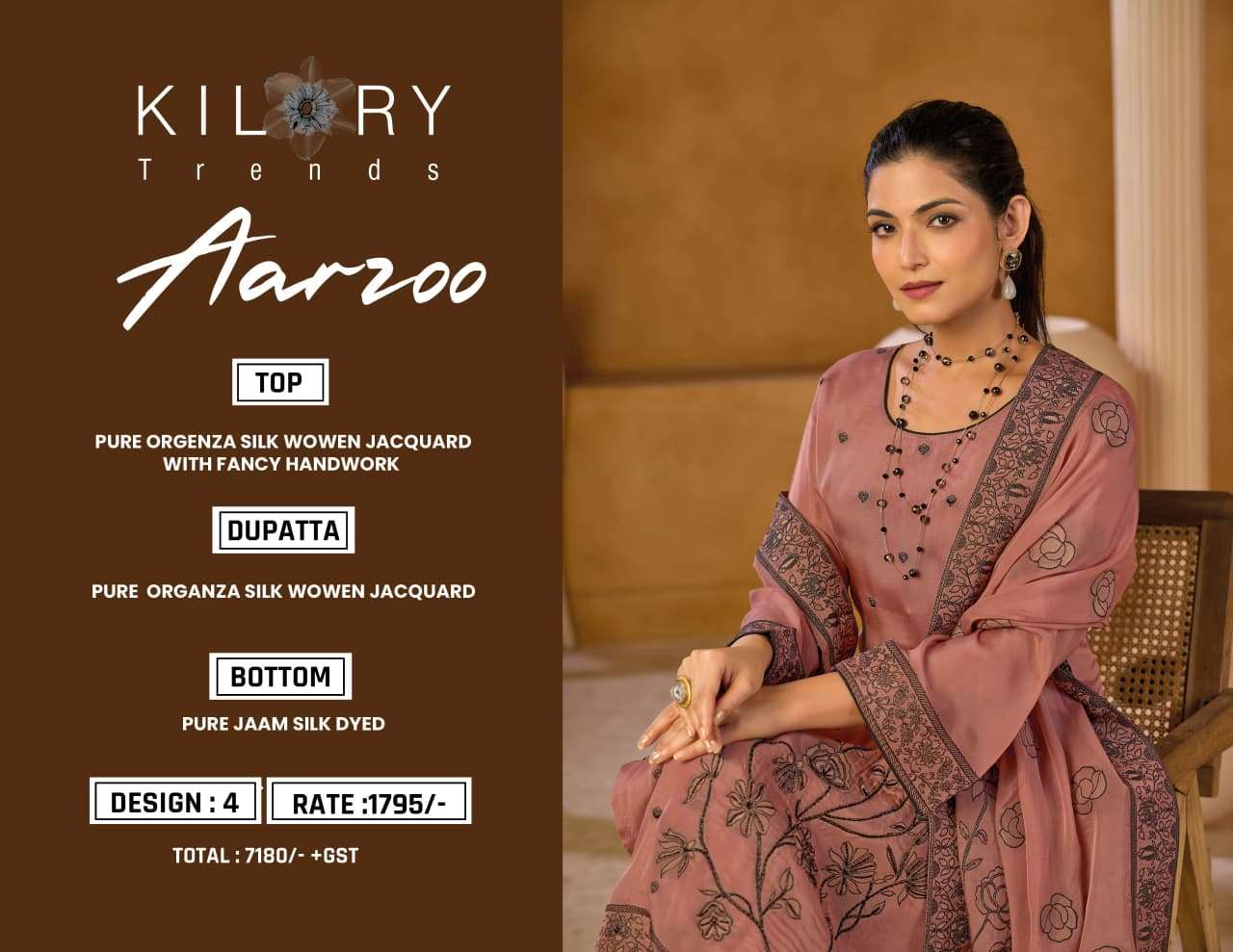AARZOO BY KILORY TRENDS IN PURE ORGENZA WOWEN SILK WITH FANCY HANDWORK