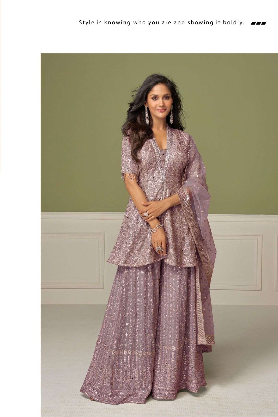 AASHVI BY GULKAYRA DESIGNER IN REAL GEORGETTE KURTI PLAZZO WITH EMBROIDERY & HANDWORK 