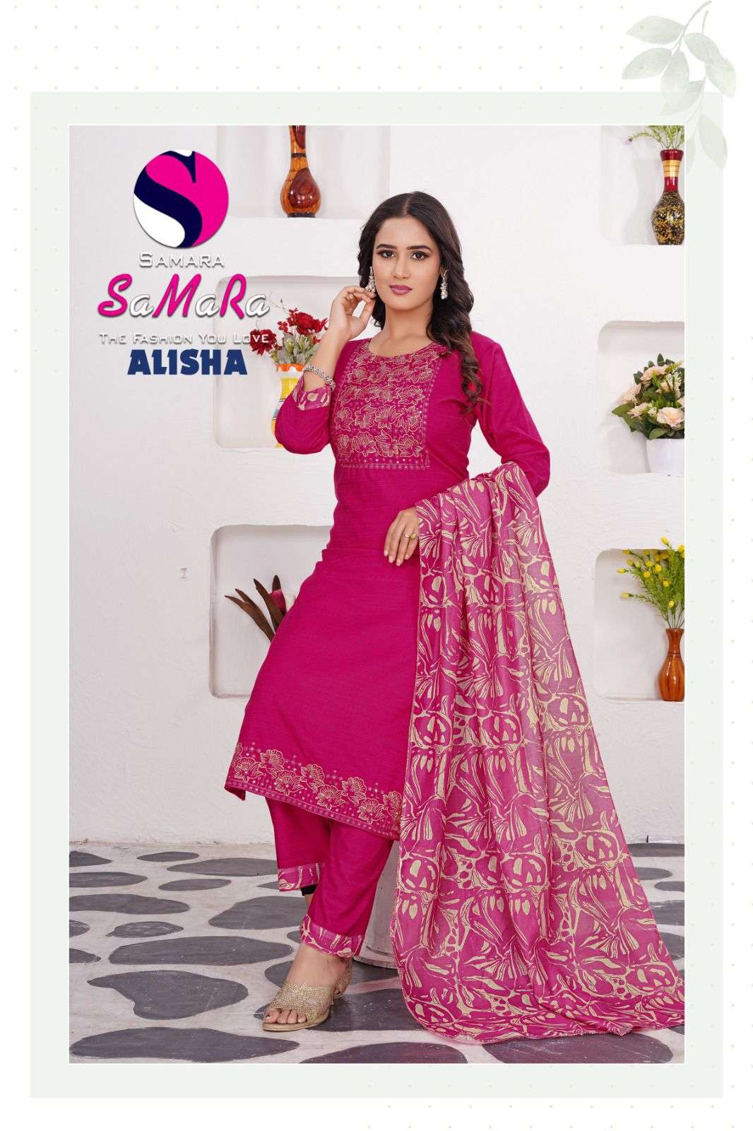 ALISHA BY SAMARA IN VATICAN SILK WITH EMBROIDERY WORK & INNER AND PANT WITH POCKET 