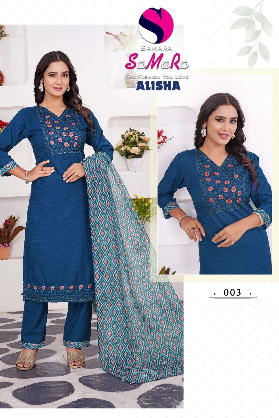 ALISHA BY SAMARA IN VATICAN SILK WITH EMBROIDERY WORK & INNER AND PANT WITH POCKET 