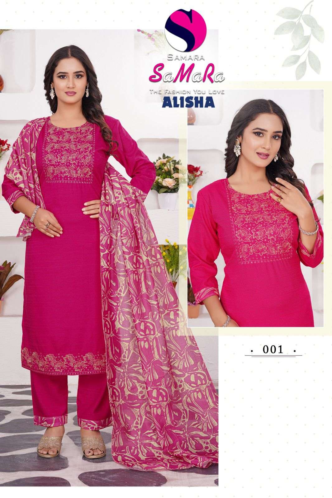 ALISHA BY SAMARA IN VATICAN SILK WITH EMBROIDERY WORK & INNER AND PANT WITH POCKET 