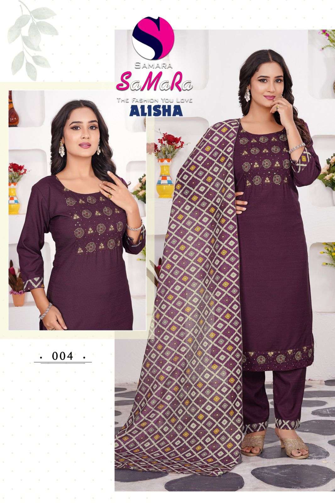 ALISHA BY SAMARA IN VATICAN SILK WITH EMBROIDERY WORK & INNER AND PANT WITH POCKET 