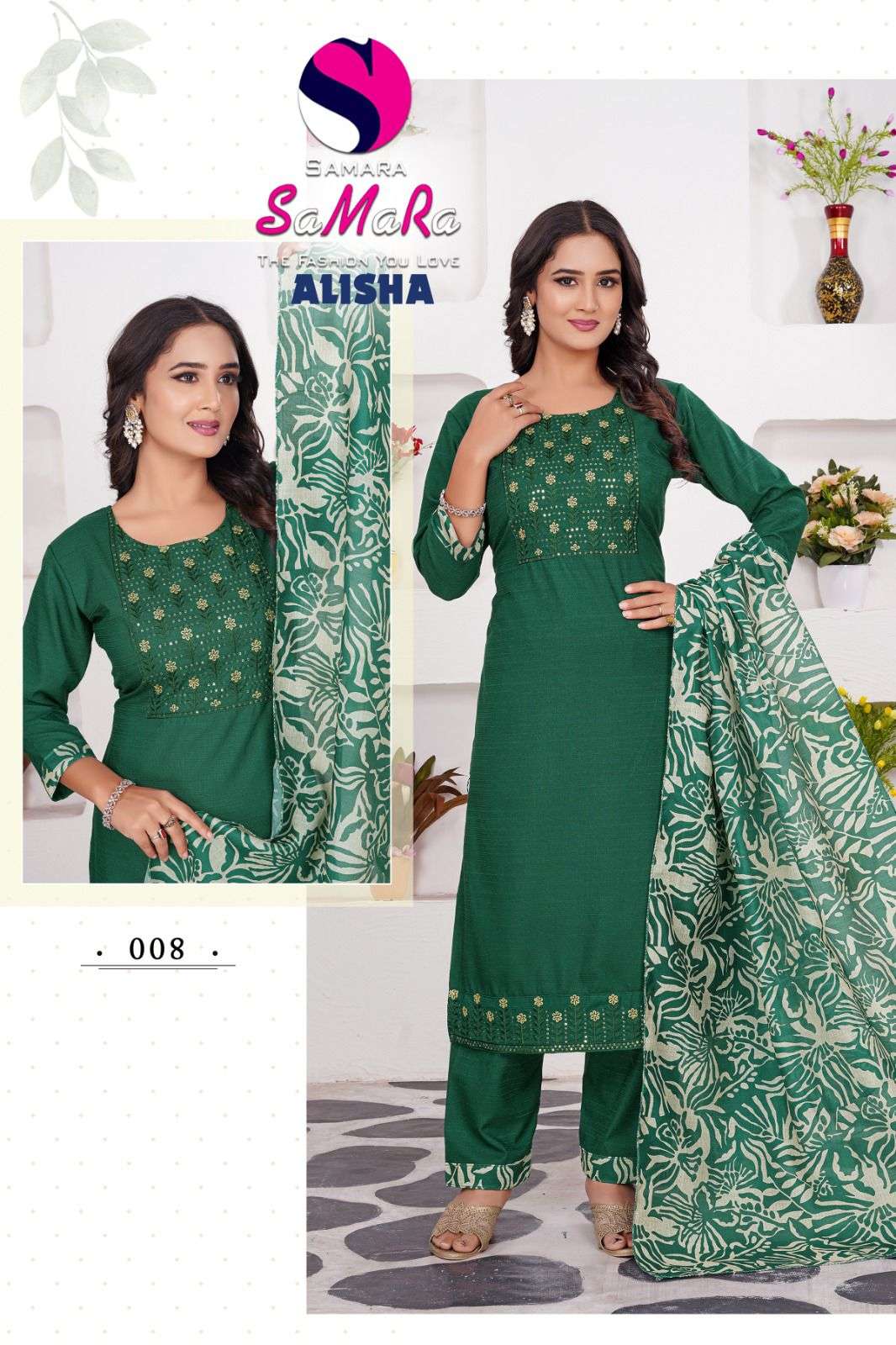 ALISHA BY SAMARA IN VATICAN SILK WITH EMBROIDERY WORK & INNER AND PANT WITH POCKET 