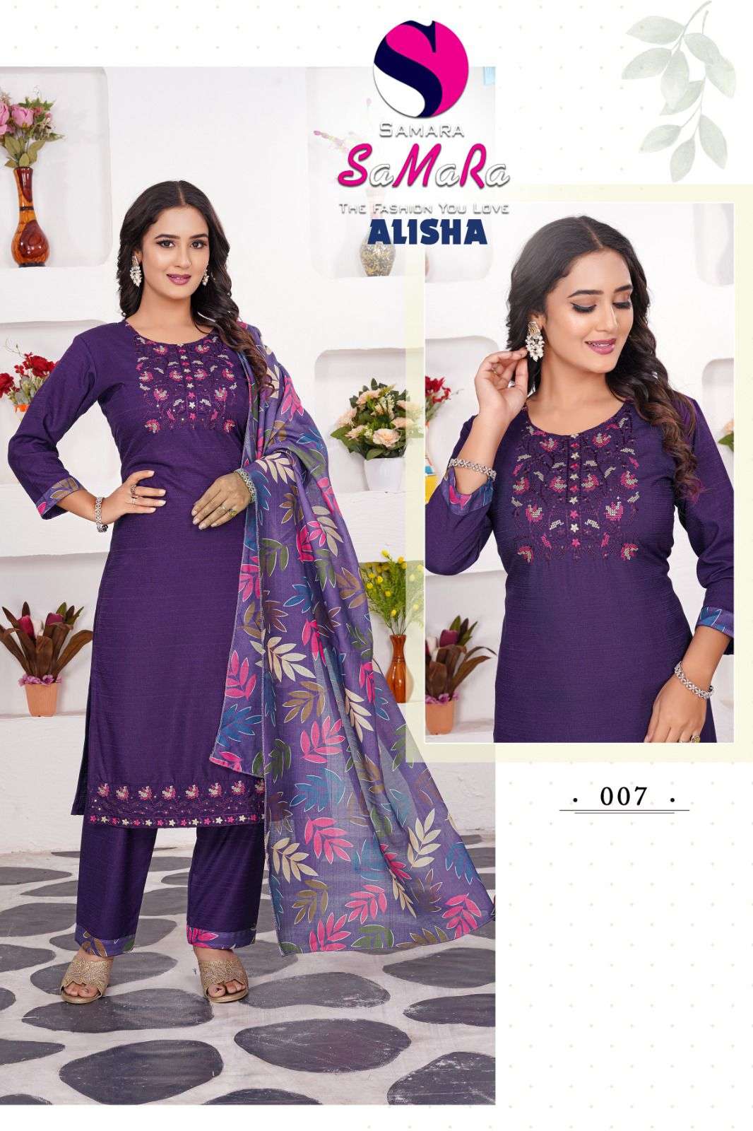 ALISHA BY SAMARA IN VATICAN SILK WITH EMBROIDERY WORK & INNER AND PANT WITH POCKET 