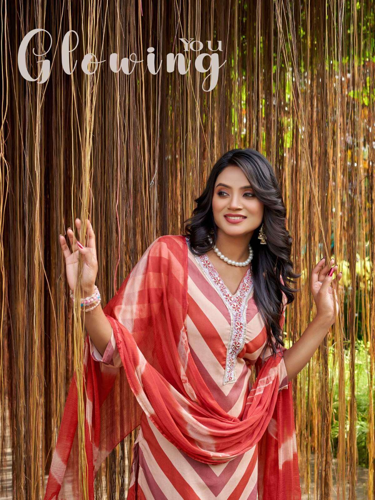 ANAMIKA BY PAAVI IN HEAVY RAYON DIGITAL PRINT WITH V-NECK & HANDWORK 