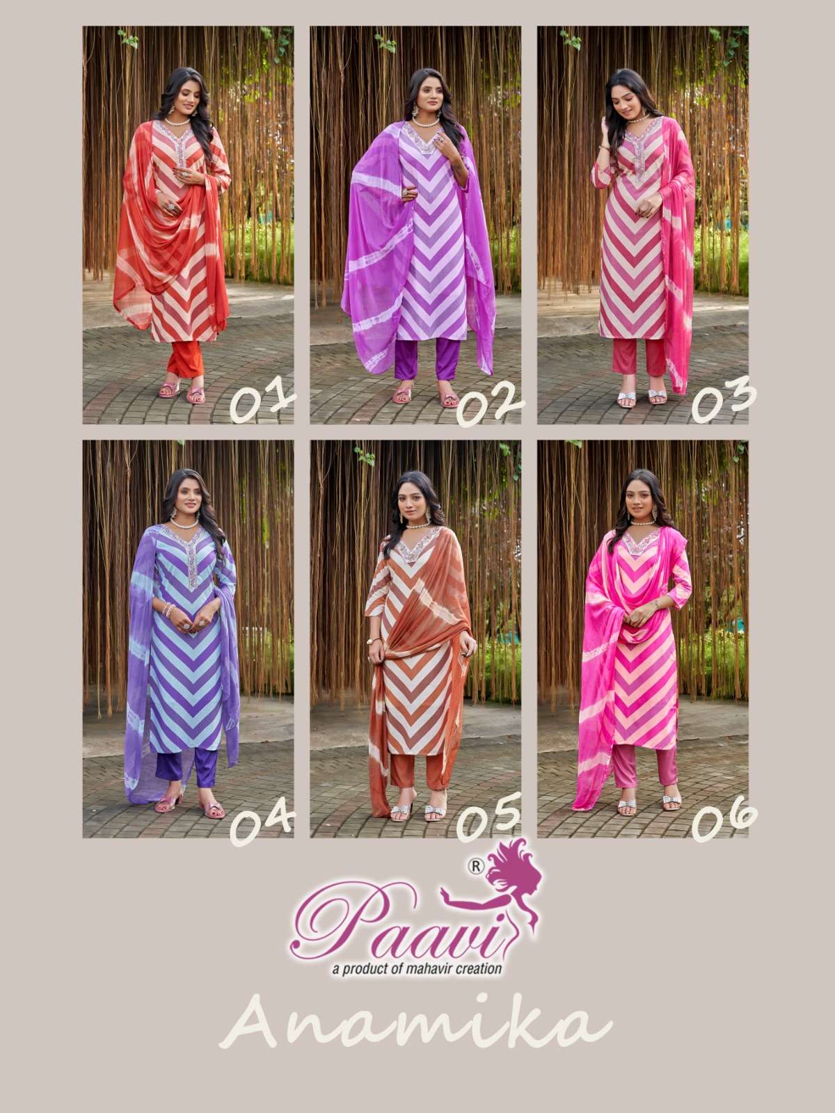 ANAMIKA BY PAAVI IN HEAVY RAYON DIGITAL PRINT WITH V-NECK & HANDWORK 