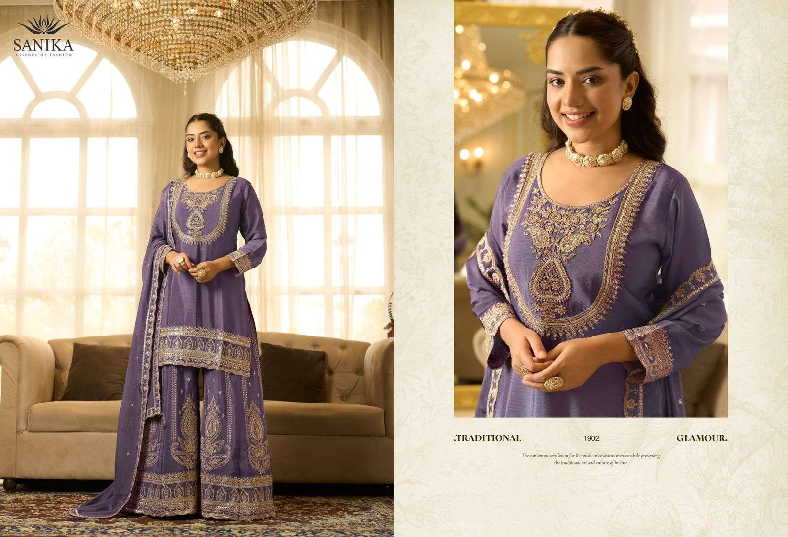 ANMOL BY SANIKA FASHION IN PREMIUM CHINON SILK WITH HAND EMBLISSIED MIRROR WORK